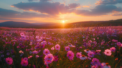 Fototapeta premium Heathland Bloom: Flowering Expanses in View