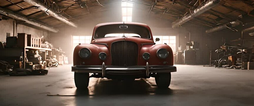 old car abandoned in the garage