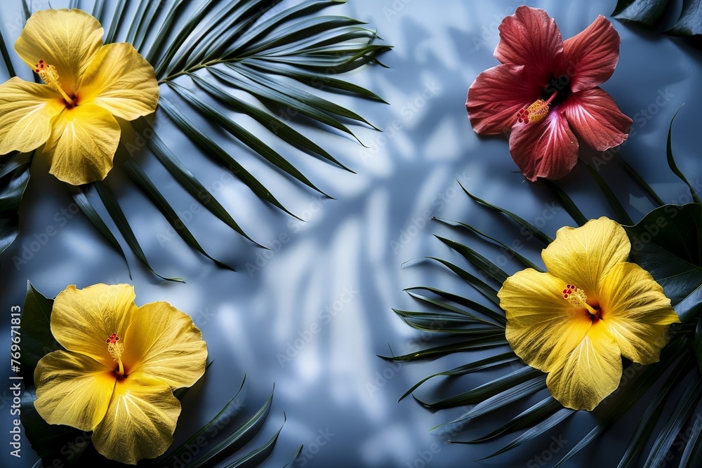 Poster a lively arrangement of yellow and red flowers brightens up a rustic wooden table, creating a joyful