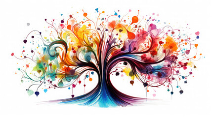 Colorful Musical Note Tree Abstract Art