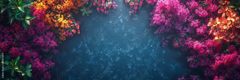 Poster A vast array of colorful flowers stand side by side, creating a vibrant and lively display of natures beauty