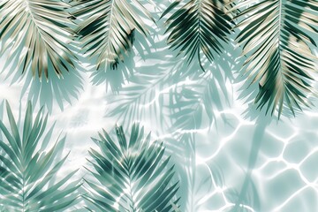 Fototapeta na wymiar Detailed close-up of elegant palm tree leaves, showcasing intricate patterns and vibrant green hues under the soft sunlight