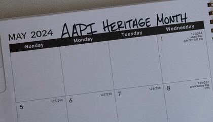 Calendar reminder that May is AAPI Heritage Month - obrazy, fototapety, plakaty
