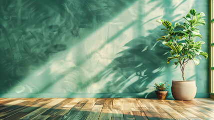 Obraz premium Minimalist Room with Wooden Accents, Emphasizing Simplicity and Natural Beauty