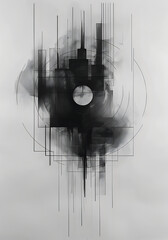 black and white shapes illustration poster