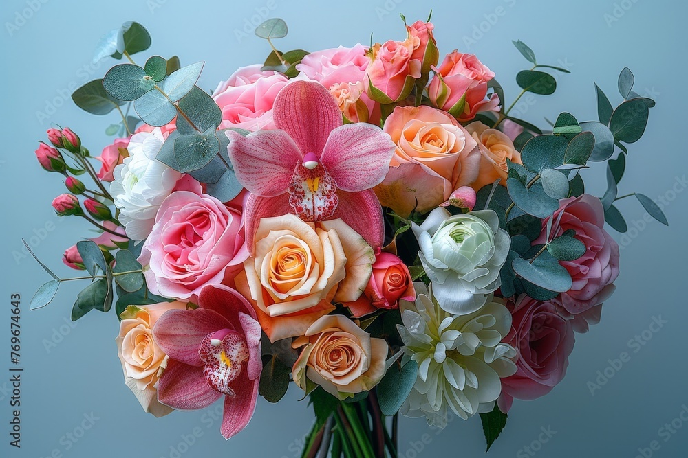 Poster A vibrant array of different colored flowers fills a vase, creating a beautiful and colorful display of natures diversity
