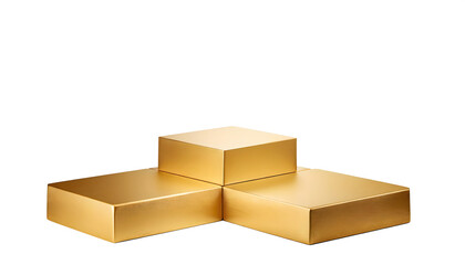 Fototapeta premium Geometric product display concept, Three step rectangle podium on white background. Generative AI.