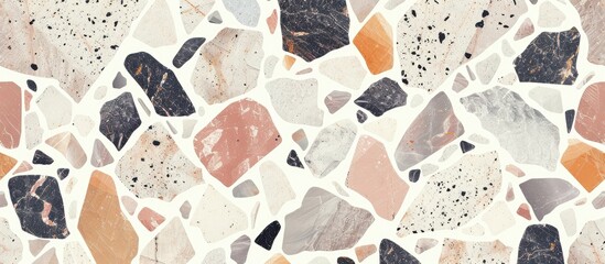 Terrazzo seamless pattern with various natural stones and classic flooring texture.