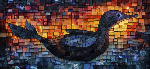 Silhouette of a platypus against a mosaic of industries, from tech to healthcare, symbolizing a company's versatile and unconventional approach.