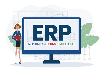 erp - emergency response procedures acronym. business concept background. vector illustration concept with keywords and icons. lettering illustration