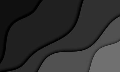 Abstract black and gray wavy background. Minimal modern design. 