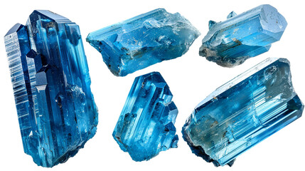 Blue Tourmaline 3D Digital Art: Elegant Transparent Gemstone Isolated on Transparent Background for Luxury Jewelry Design and Decoration