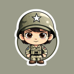 Cute Army Cartoon Logo Design Very Cool
