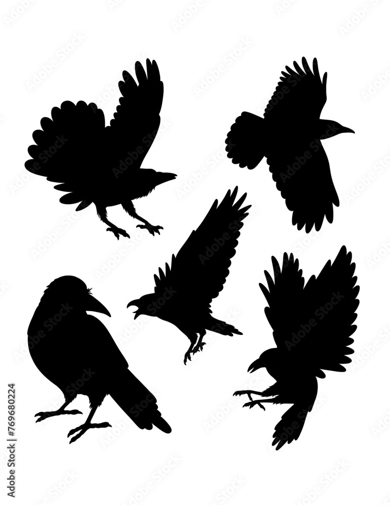 Sticker crow bird poultry flying animal silhouette