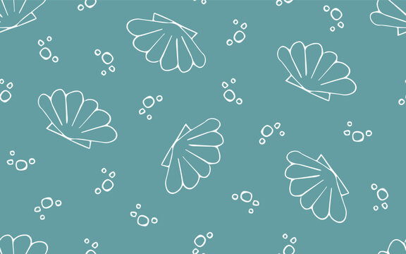 seashell. Doodle. a seashell. a marine inhabitant. the pattern. seamless pattern. drawing. vector. for textiles, wrappers. packages. the pattern is drawn in the doodle style.