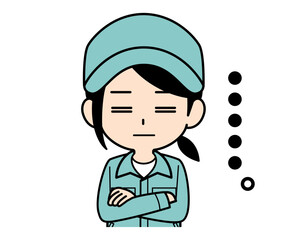 呆れている作業員の女性