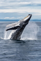 Fototapeta premium A humpback whale breaching