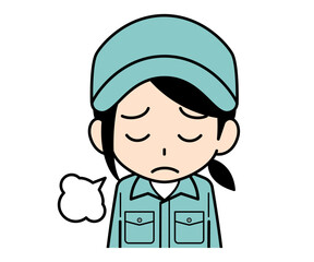 落ち込む作業員の女性