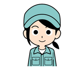 帽子をかぶった作業員の女性