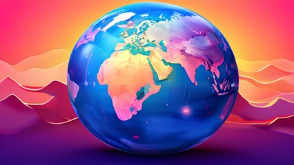Global Harmony: Peaceful Illustration of a Serene and Unmarked World Globe