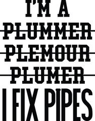Funny Plumber Vector Illustration, Plumbing Design