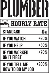 Plumber Hourly Rate Illustration, Plumber Vector, Plumbing Design