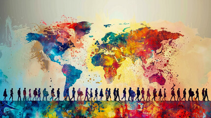 Talent migration and the global village concept enhancing intercultural understanding and fostering international partnerships - obrazy, fototapety, plakaty