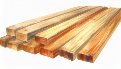 Wooden boards, lumber, industrial wood, timber. Pine wood timber, digital