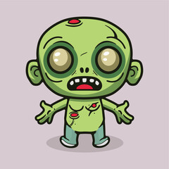 cute creepy green zombie vect...