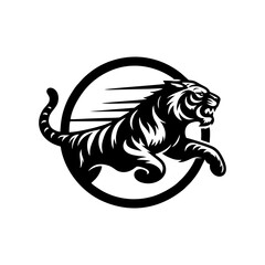 Black tiger vector logo. tiger logo design illustration