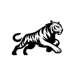 Black tiger vector logo. tiger logo design illustration - obrazy, fototapety, plakaty