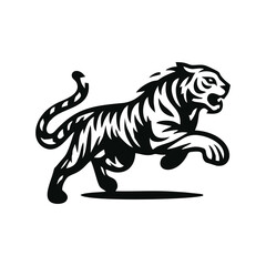 Black tiger vector logo. tiger logo design illustration