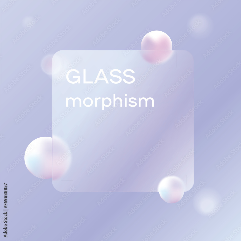 Aufkleber glassmorphism frame with blur effect on a gradient blue background with blur effect vector illustrat
