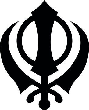 Khanda, Sikhism symbol icon Sikhism religion vector logo. Deg tegh fateh