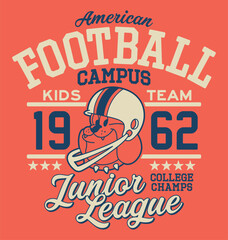 Cute bulldog American football campus junior league  vintage vector print for children wear  - 769689847