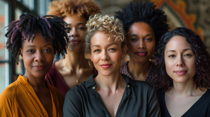 Diverse group of women standing together, looking empowered - obrazy, fototapety, plakaty