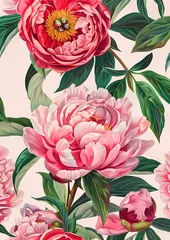 Gordijnen Sweet watercolor style peony pattern, for invitation, greeting card background, wallpaper and wall art, © Wipada