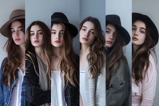Captivating snapshots of a young, beautiful woman showcasing different styles and personas