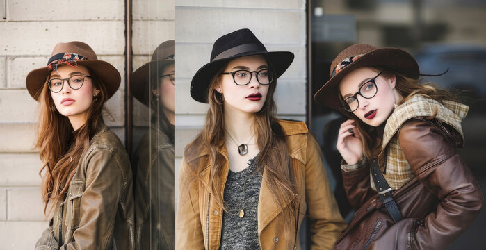 Captivating snapshots of a young, beautiful woman showcasing different styles and personas