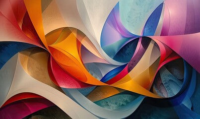 With its dynamic blend of fluid shapes and rich colors, this contemporary artwork captures the essence of creativity and innovation.