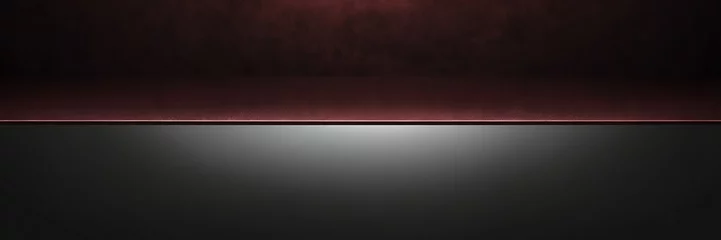 Foto op Plexiglas Deep maroon to obsidian black color gradient shiny metal sheet surface smooth texture banner panoramic background banner template backdrop from Generative AI © Arceli