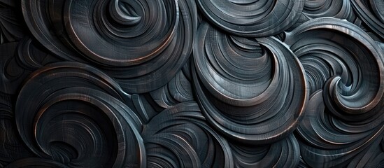 Dark abstract background with intricate wooden patterns on plywood surface.