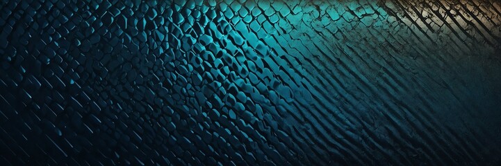 Navy blue to dark teal color gradient shiny metal sheet surface smooth texture banner panoramic background banner template backdrop from Generative AI - obrazy, fototapety, plakaty