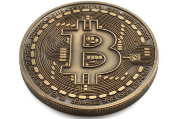 Bitcoin coin on transparent background isolated, ai technology