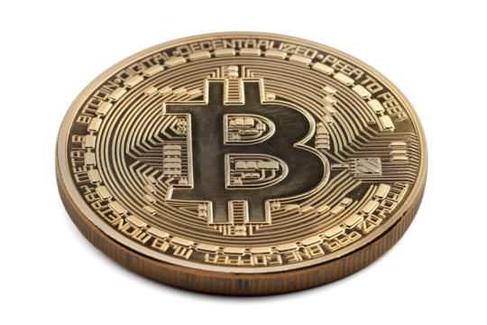 Bitcoin coin on transparent background isolated, ai technology