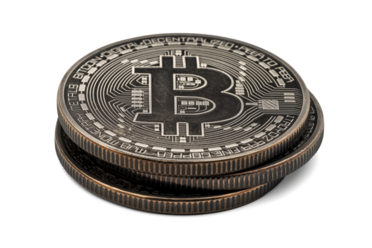 Bitcoin coin on transparent background isolated, ai technology