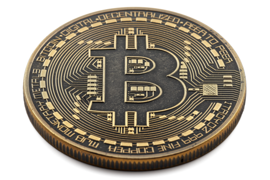 Bitcoin coin on transparent background isolated, ai technology