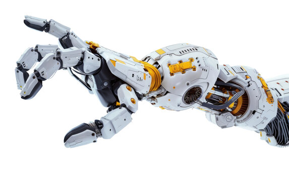 Detailed Examination of Robotic Arm, Isolated on White Background, Generative Ai