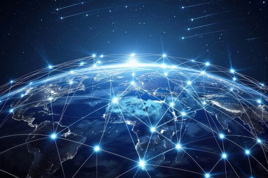 Global connectivity. illustrating the concept of digital network connection in the age of media