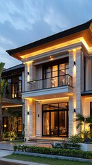 Fototapeta na wymiar a big modern private residential bungalow villa mansion house architecture exterior design